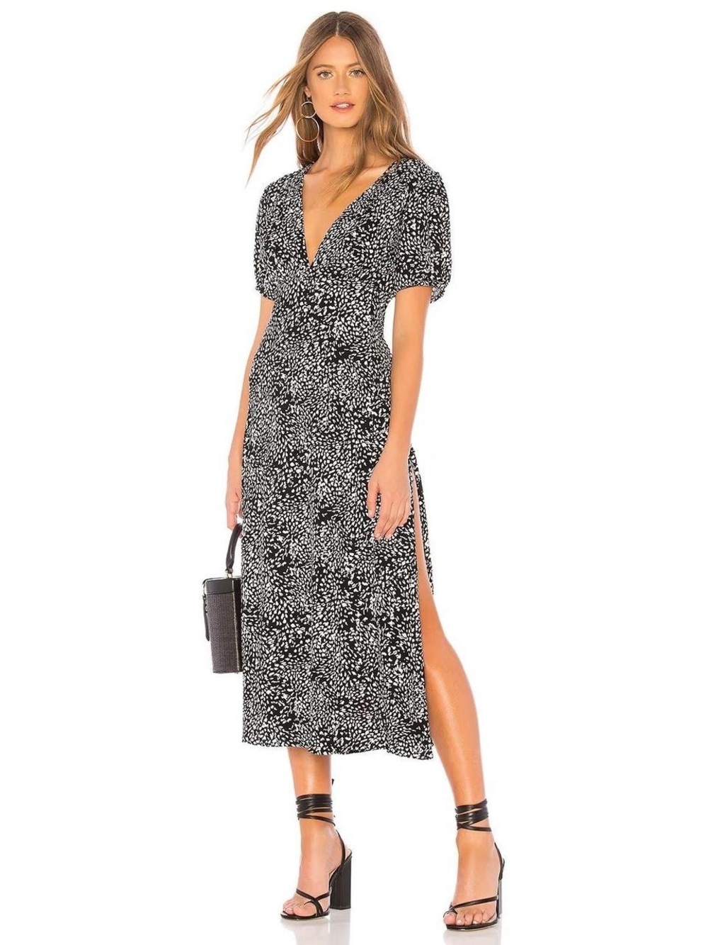 Free People Flattering Black & White Midi Dress